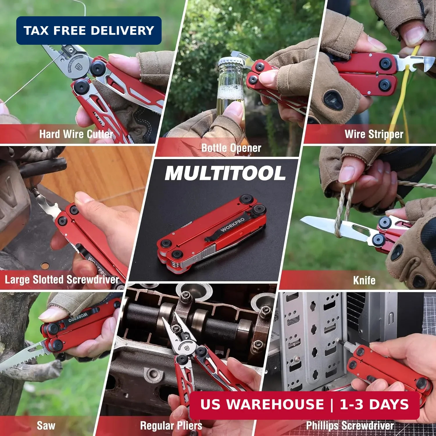 WORKPRO Gifts for Men Father Husband, 24-in-1 Mutitool, Stainless Steel Multitoo
