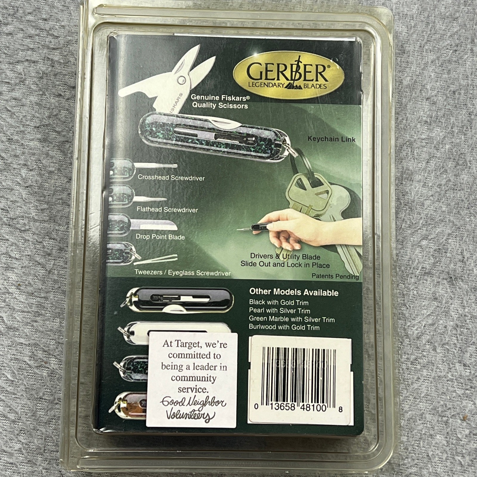 NEW Gerber KeyStyle Keychain Tool Green Marble Fiskars Scissors Drivers 48100