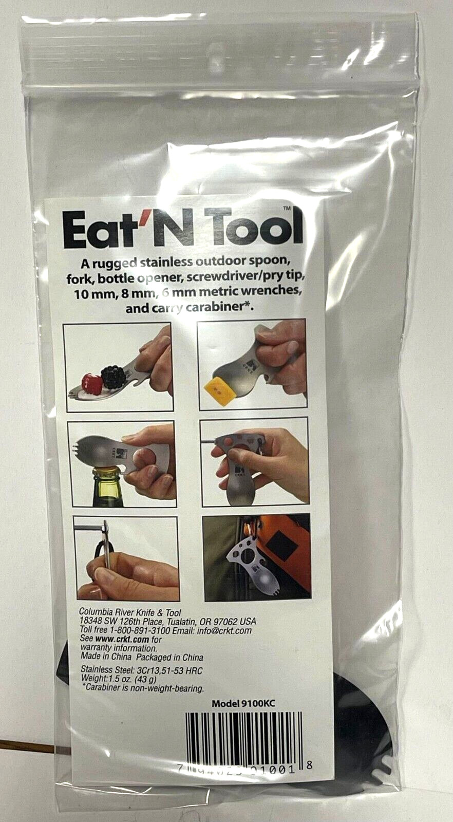 I.D. WORKS CRKT Eat’ N Tool Spork Multitool Blk 9100KC STAINLESS STEEL SURVIVAL