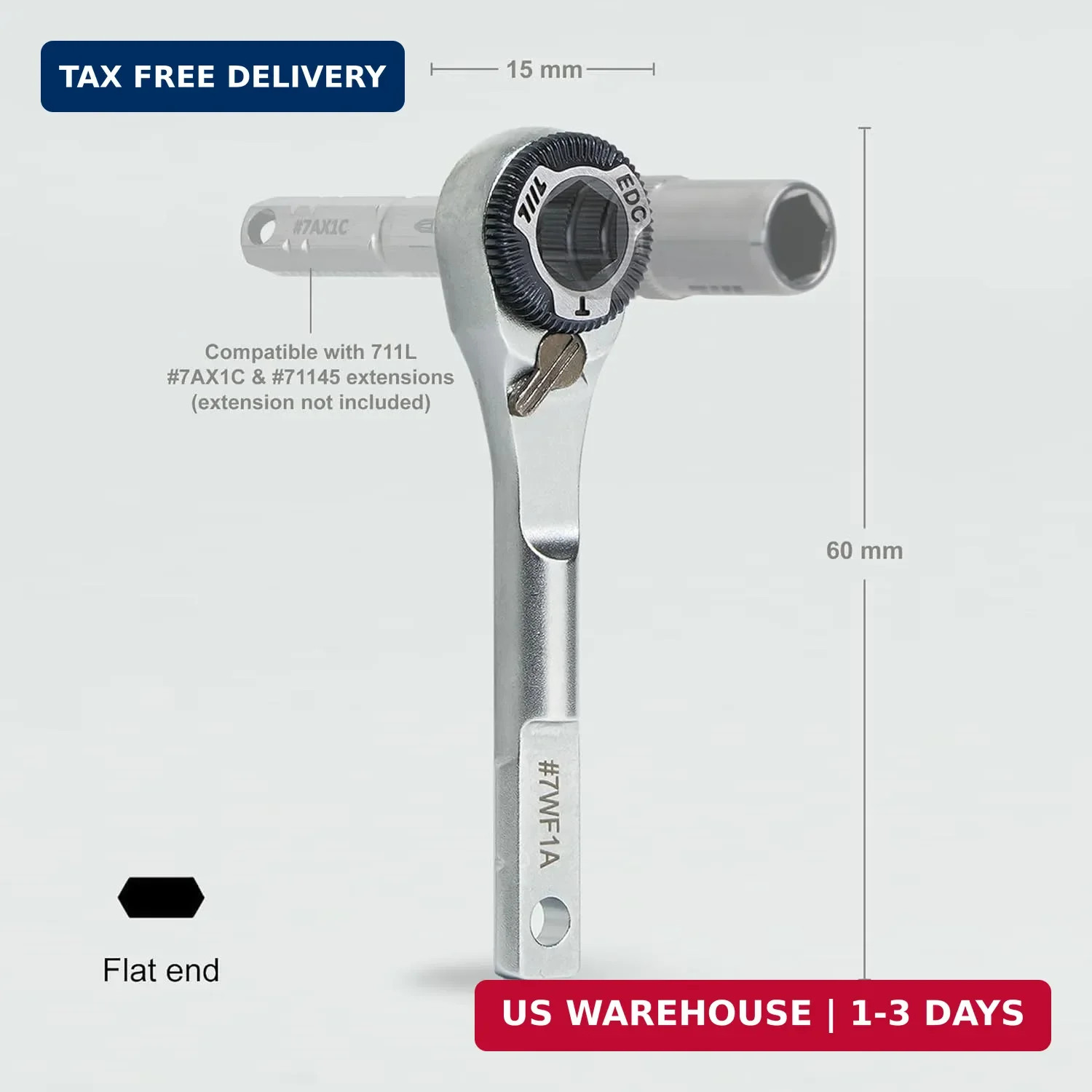 711L EDC Ratchet Wrench for Leatherman Multitools MK2 – Compact Flat End Screwdr
