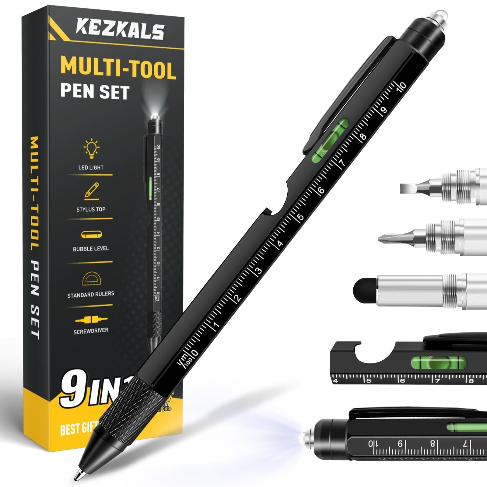 9-in-1 Multitool Pen – Unique Birthday Gifts for Men, Cool Gadgets for Dad, Husb
