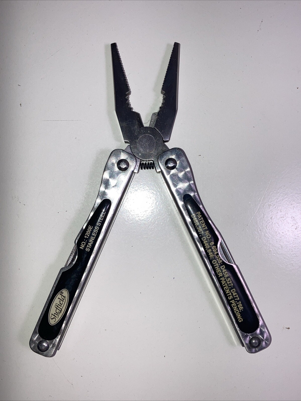 SHEFFIELD 1200E STAINLESS STEEL FOLDING MULTI 9 TOOLS 🧰 TOOL PLIER KNIFE SCREW