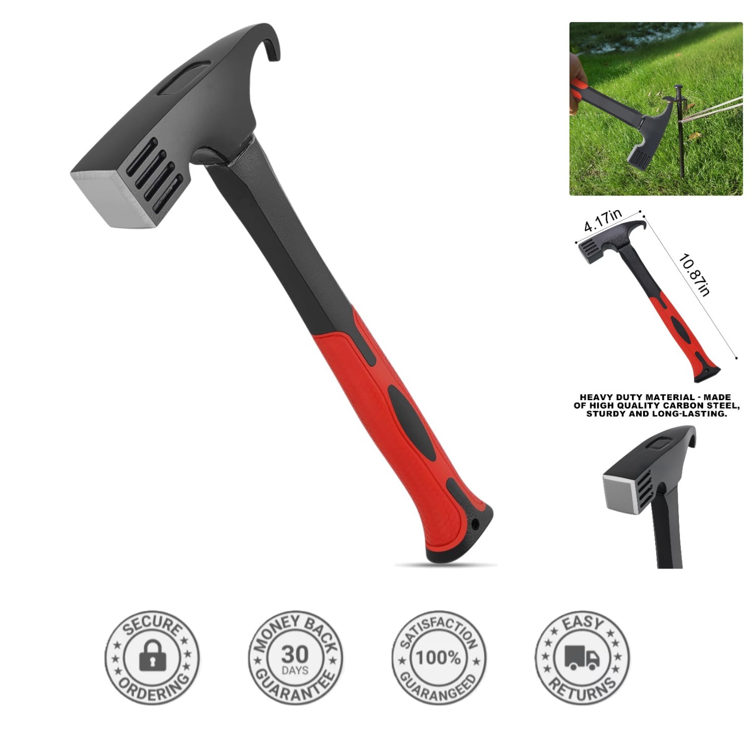 Durable Camping Hammer & Stake Remover with Ergonomic Grip – Essential Gear