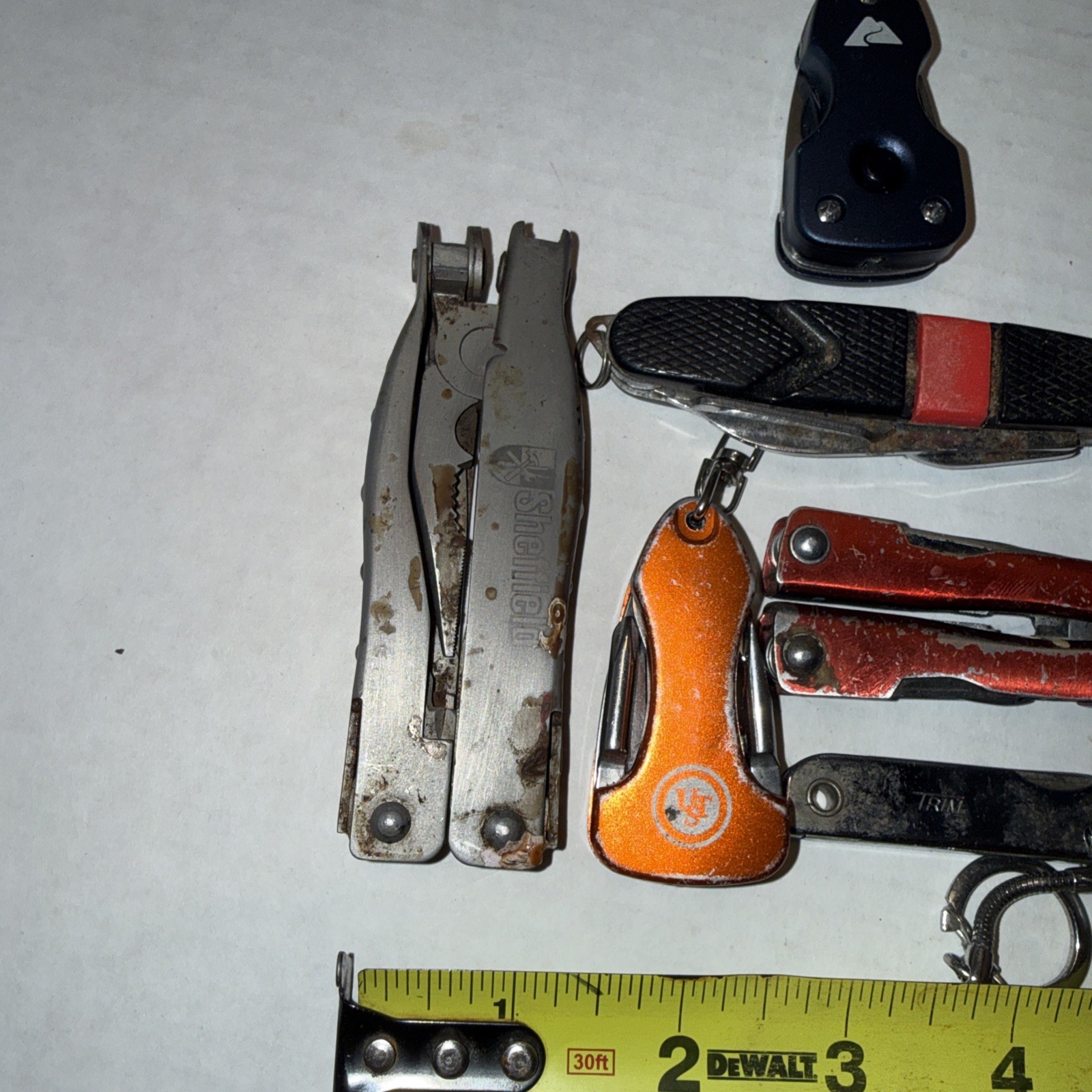 Multi Tool Lot Of 7 Small to medium size UST Ozark Trail Trim Sheffield Rusty !!
