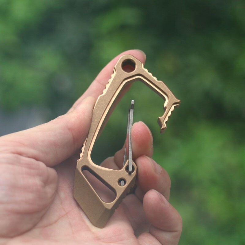 Phosphor Bronze Titanium Alloy Ke chain Carabiner Opener Outdoor Travel EDC Tool