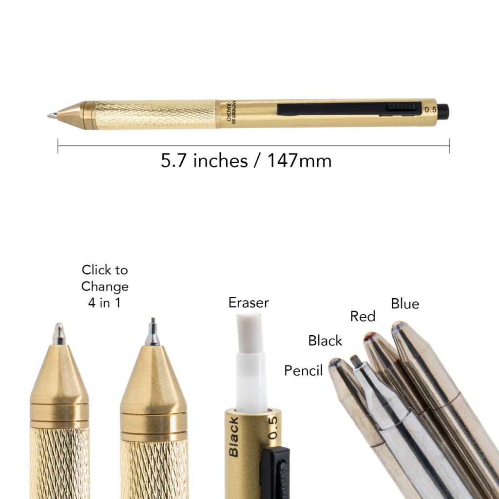 Monteverde USA Quadro 4-in-1 Multifunction Pen – Silver Finish – 3 Ballpoint …