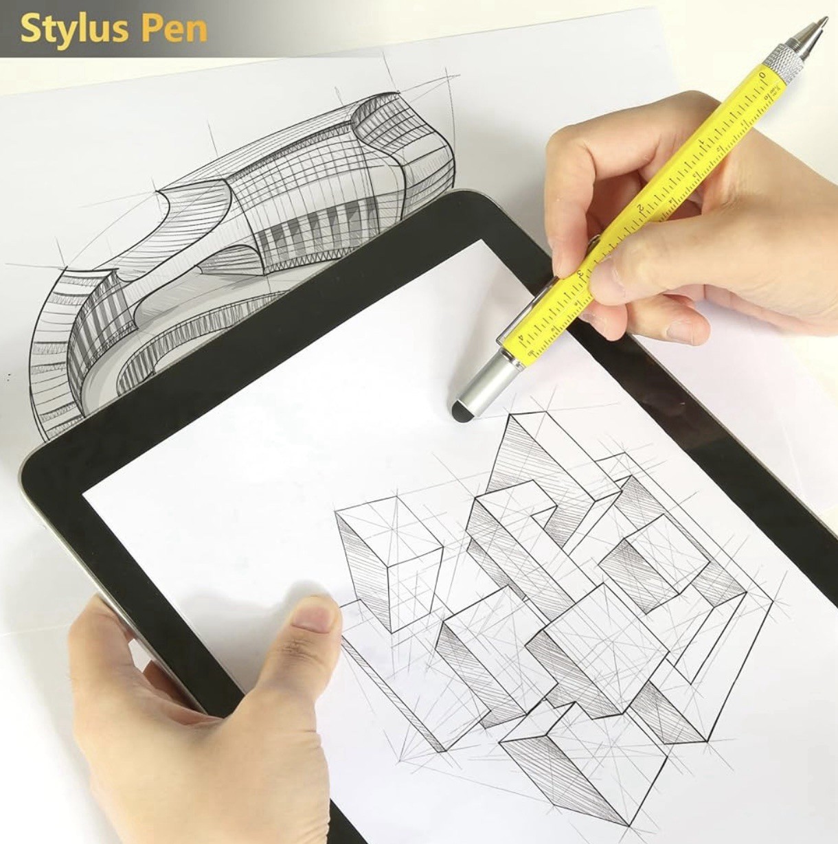 Multi Tool Pen 6 in 1 Gadgets Gift Idea – Level, Stylus, Screw Driver, Ruler