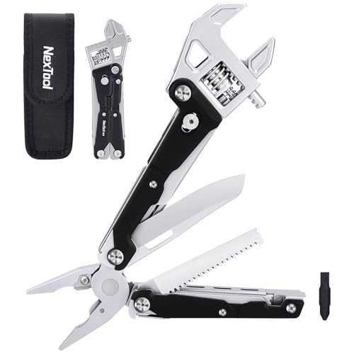 11-in-1 Adjustable Ratchet Wrench Multitool, Foldable EDC Tool with Pliers, Knif