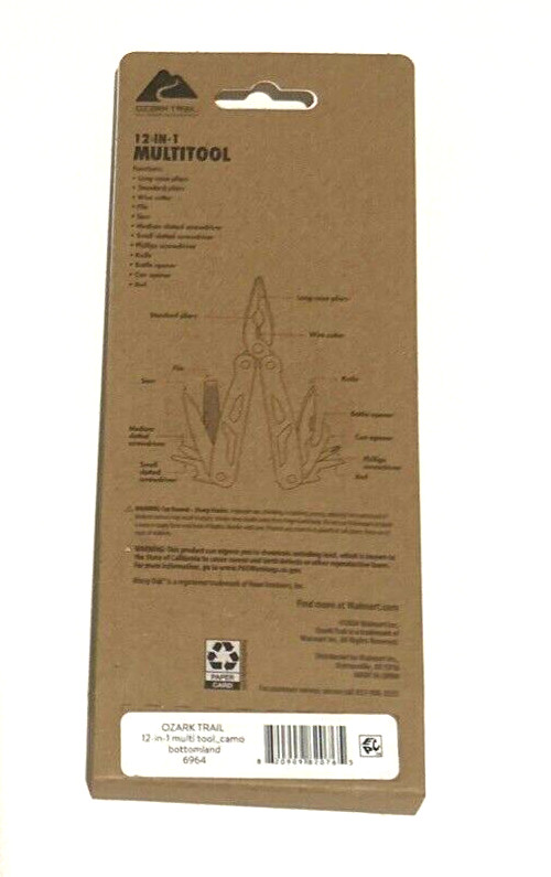 Ozark Trail 12 in 1 Multi Tool Stainless Steel Camo Color Camping Fishing NEW