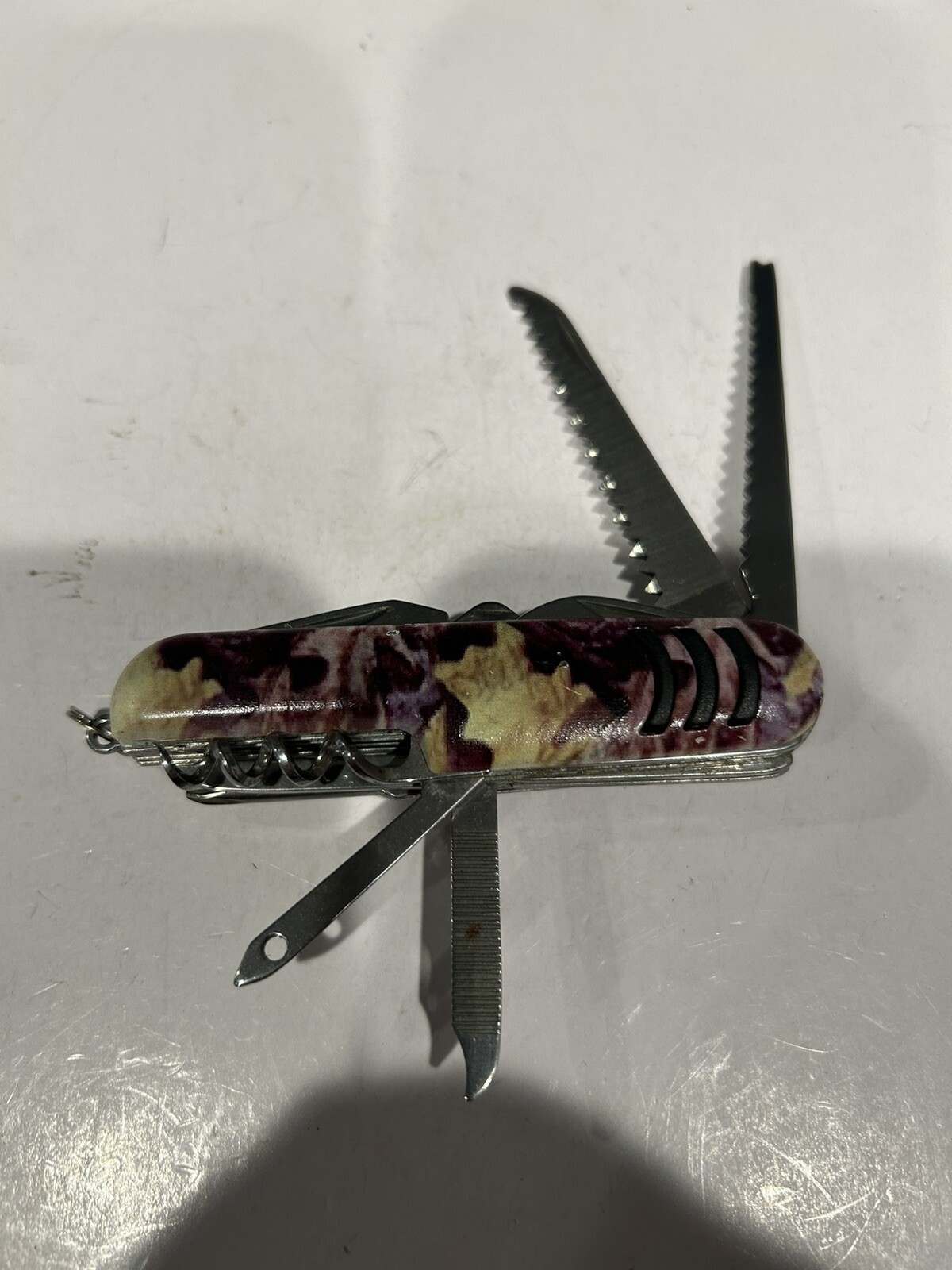 Multi Tool Camo Plastic Handle Scissors Corkscrew