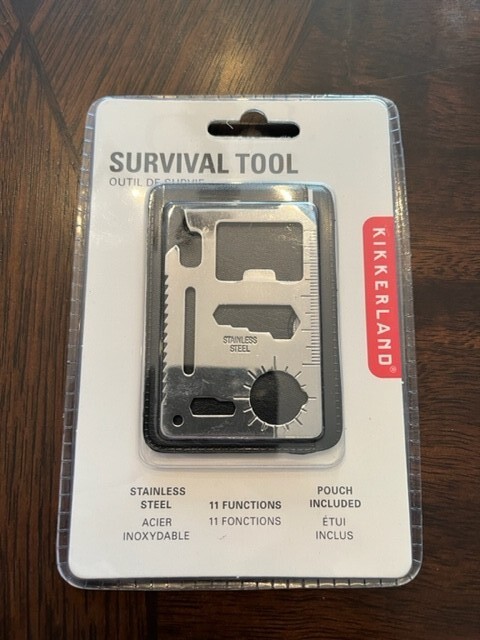 KIKKERLAND: Survival Tool (CD401) Stainless Steel, 11 Multifunction Tool w/Pouch
