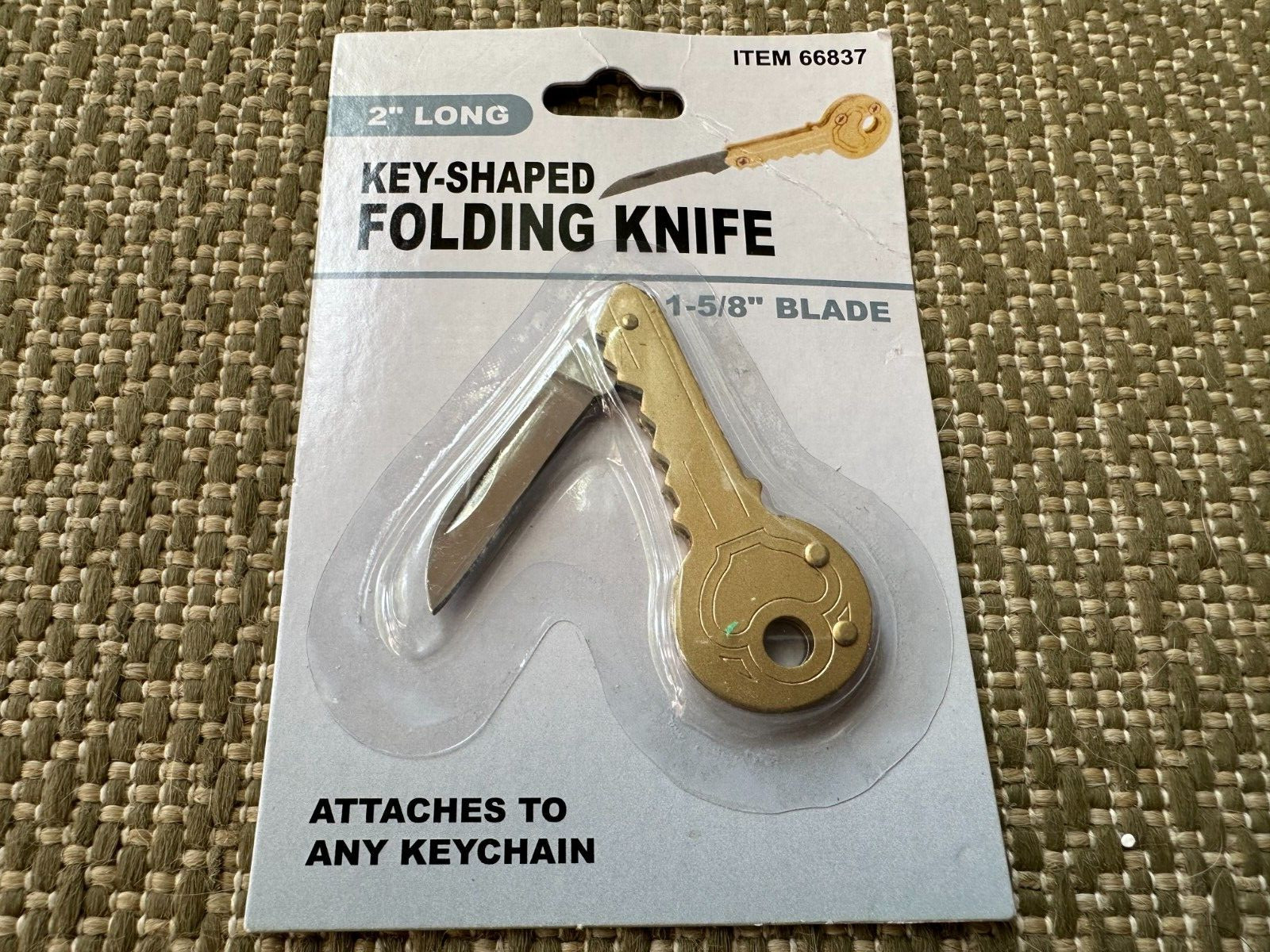 NEW! PORTABLE FOLDING UTILITY KEY SHAPED 2 INCH POCKET KNIFE KEYCHAIN LOT OF 6