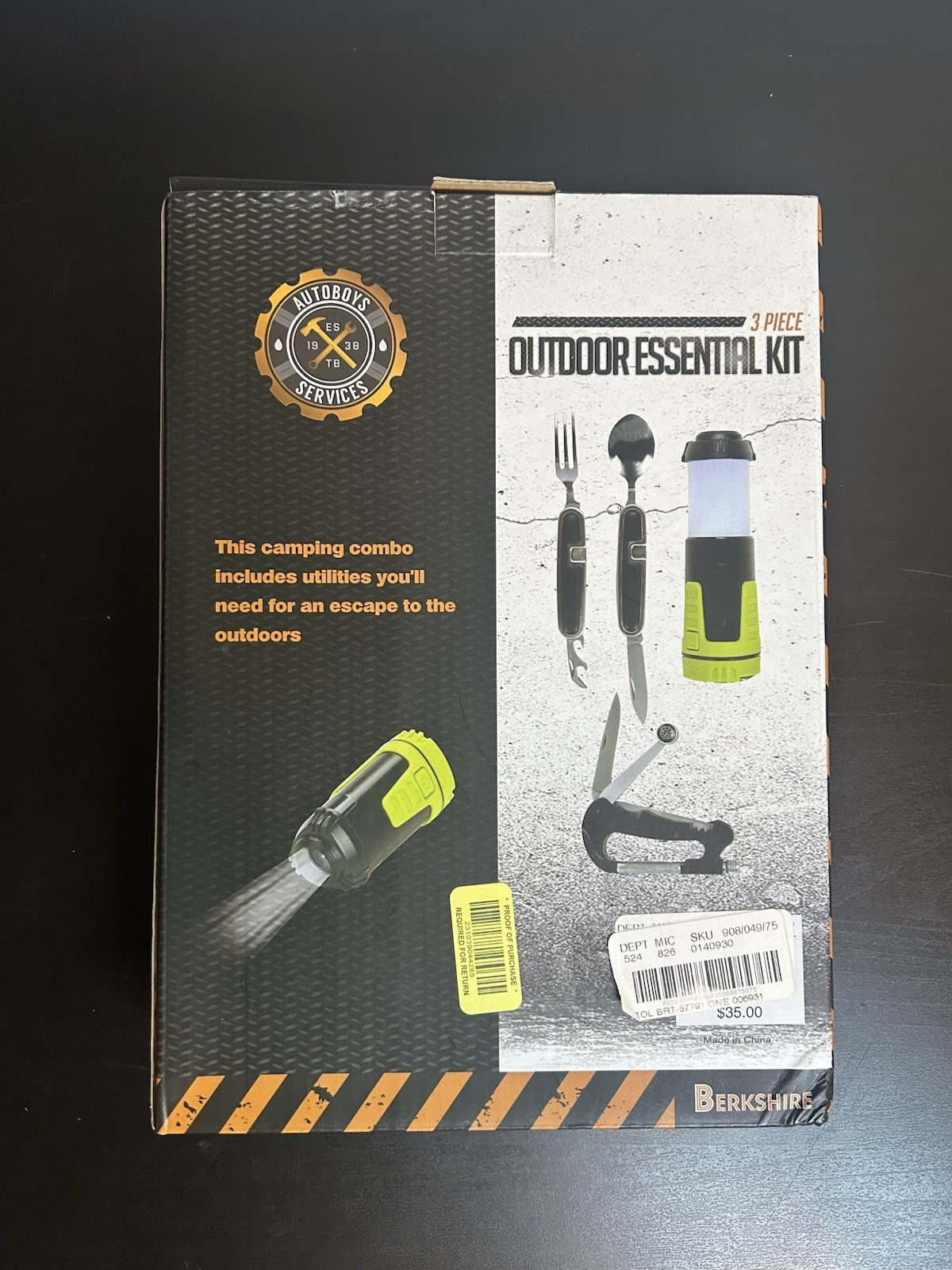 Berkshire Autoboys Services 3 Piece Essential Kit Multi Tool Flashlight Utensil