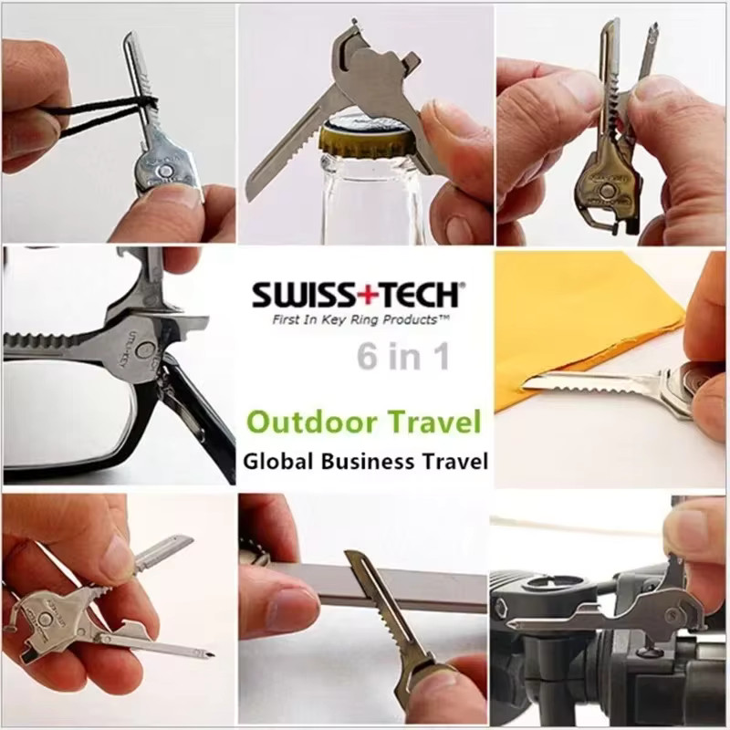 6 in 1 Useful Multifunction Knife Practical Swiss Tech Utili Key Outdoor Scre…