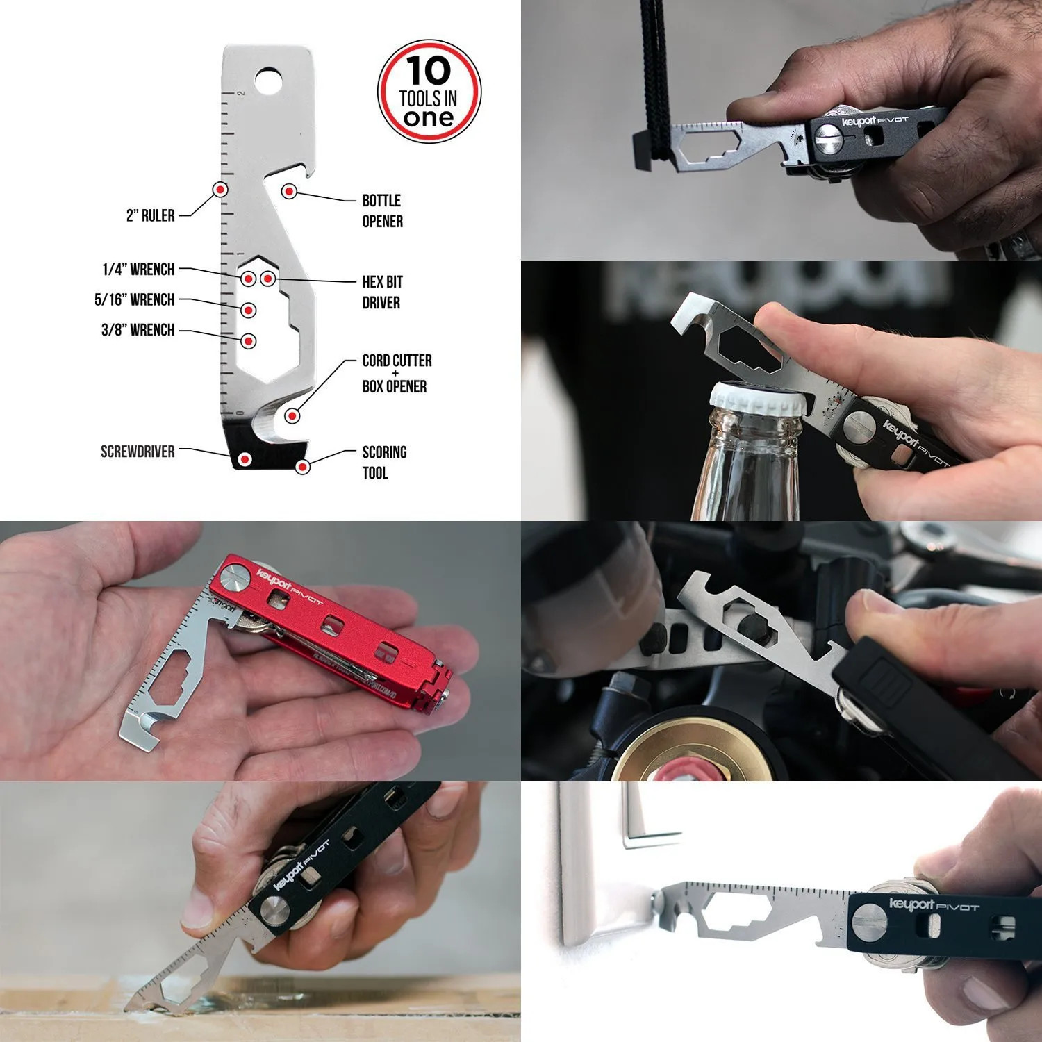 Multifunctional 10 in 1 EDC Pocket Survival Tool Camping Equipment Bottle Opener