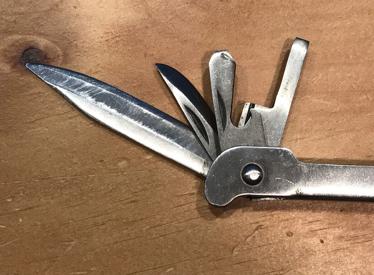 AMERICAN CAMPER BRAND STAINLESS STEEL MULTI TOOL COMBO PLIER W/ LEATHER SHEATH