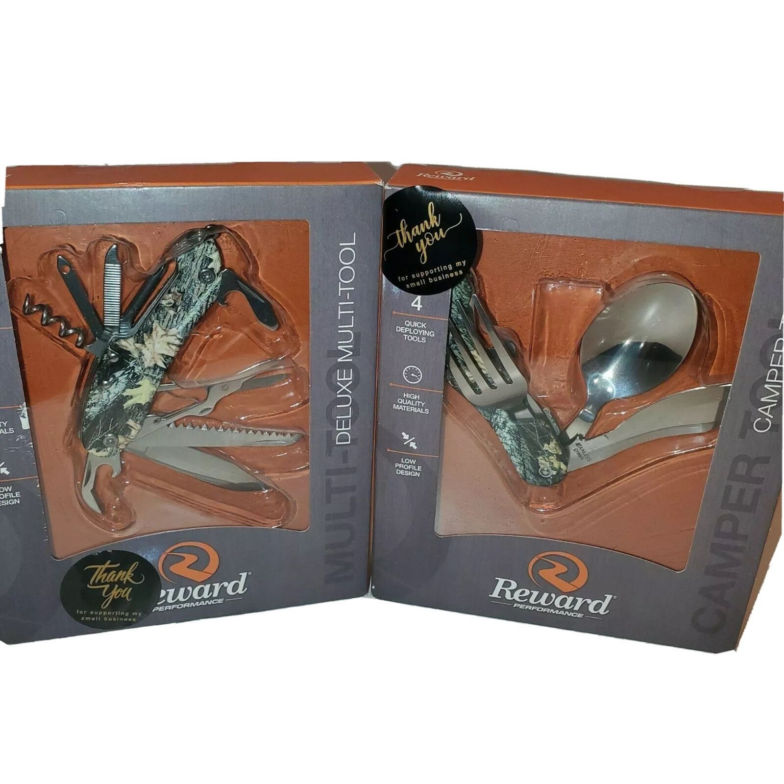 NEW Camping Multi-Tool Set 9-in-1 + Utensil Set Camo Knife Fork Spoon Outdoor