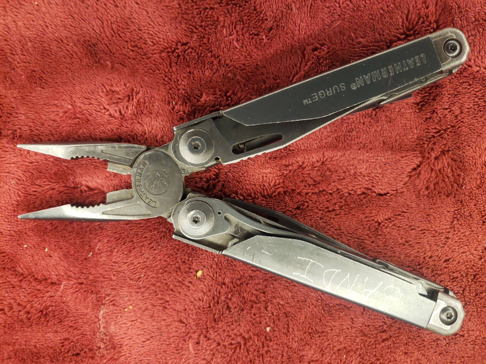 Leatherman Surge Black Multi Tool with Saw not File SANDI Engraved