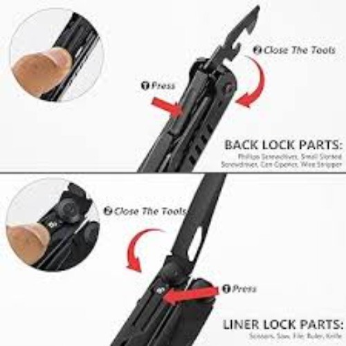 FLISSA 15-in-1 MultiTool Pliers Portable Survival Compact Folding Pocket Knife