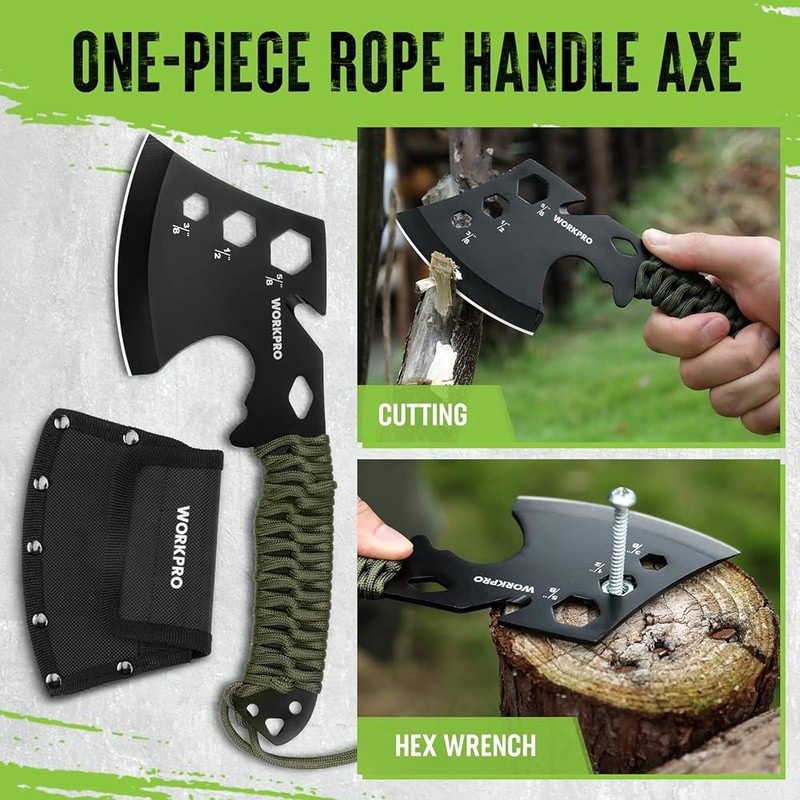 9-Piece Camping Tool Set Hatchet Knife Machete Headlamp Paracord Survival Gear