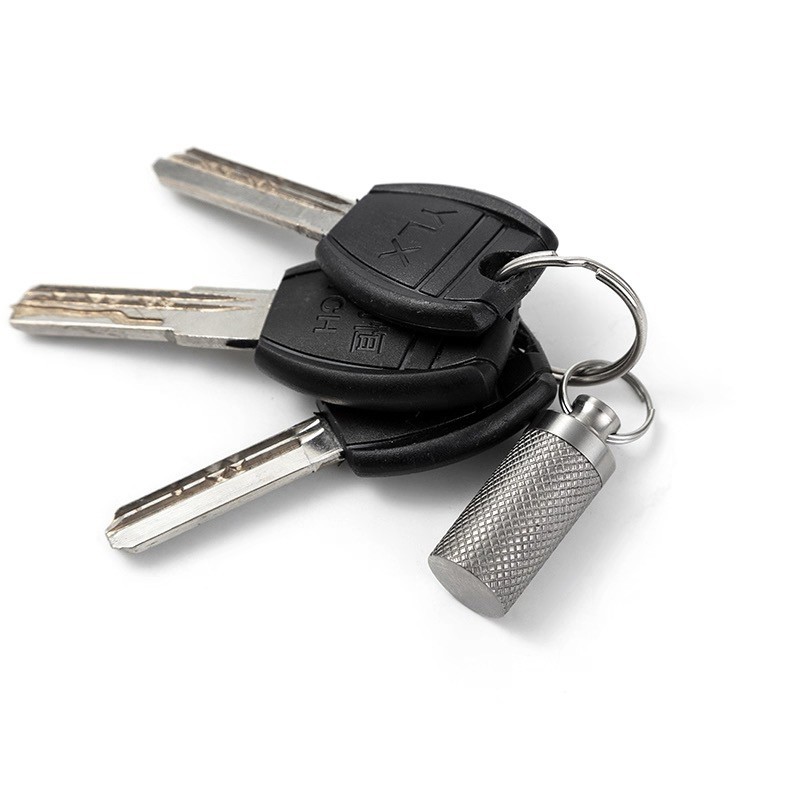 EDC TC4 Titanium Portable Keychain Pill Capsula Case Outdoor Survival Tool F-14T