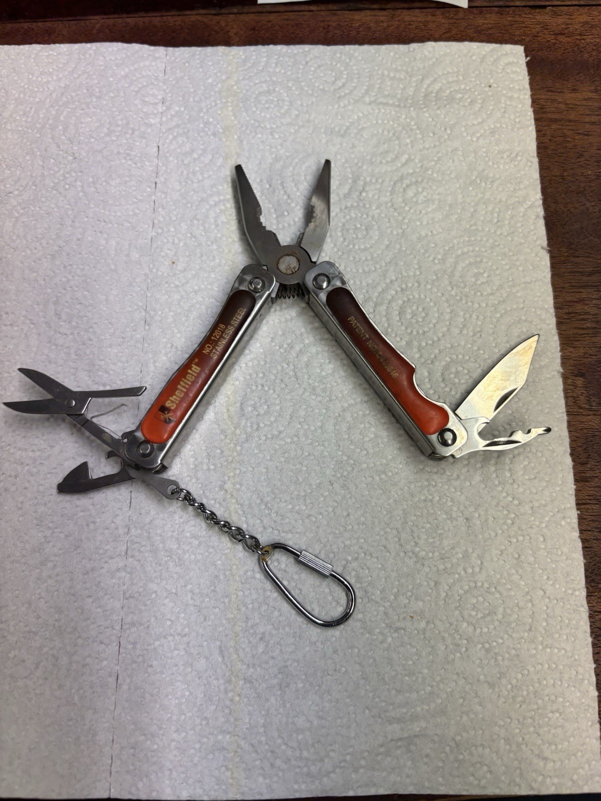 Sheffield 12018 Stainless Steel 8-in-1 Multi-Tool Pliers Knife Scissors Lanyard