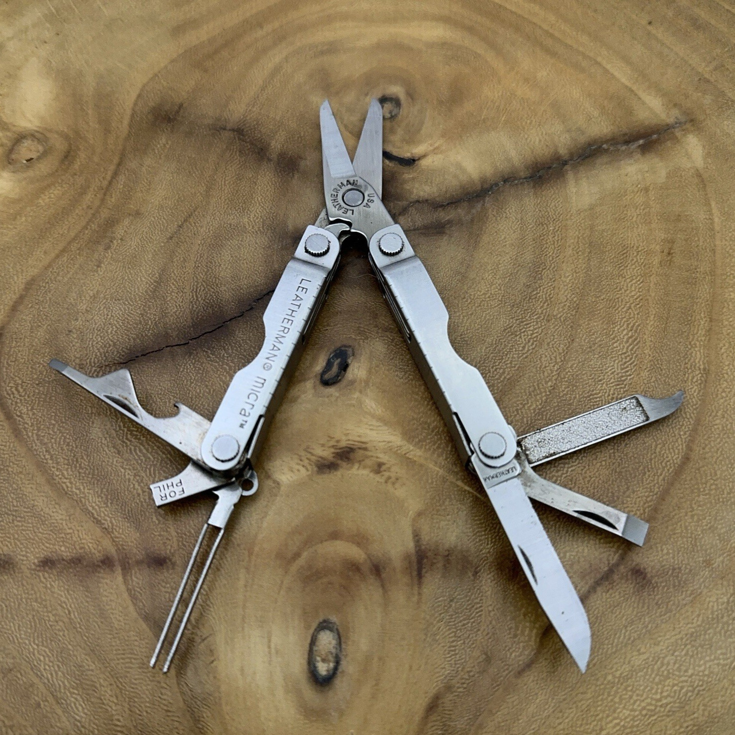 1 Leatherman Micra Stainless Mini Multitool Knife, Stainless Dated 10/09 *READ*