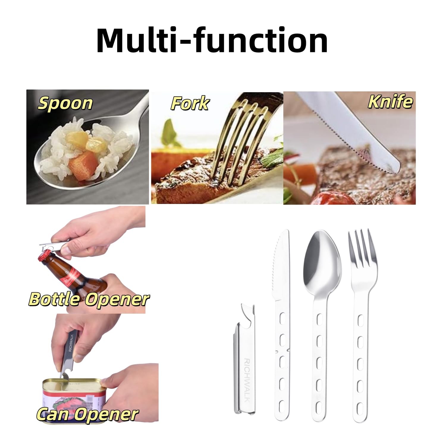 4-in-1 Camping Length: 6.30 in ,Thickness: 0.78 in,Width: 2.36 in, Silver