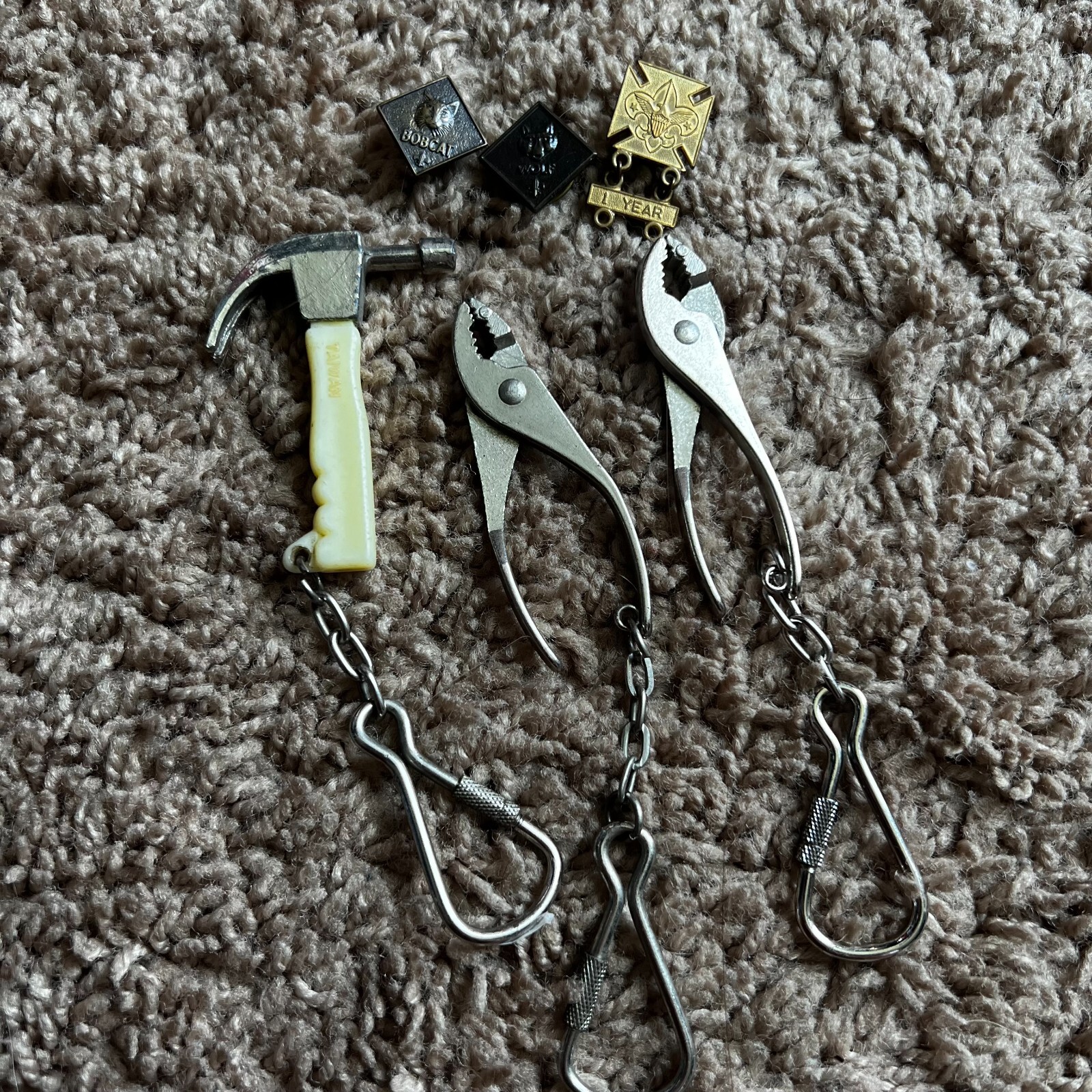 Vintage Boy Scout Outdoor Mini Tool Set Keyring Keychain Gift Key Tools & Pins