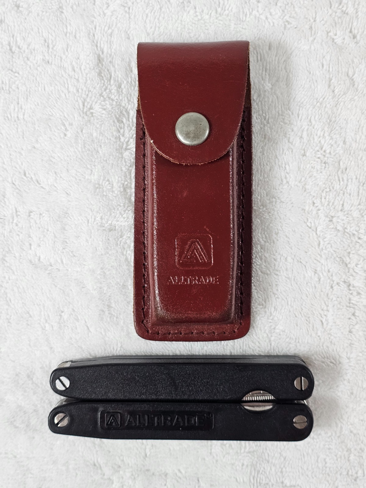 VTG Alltrade Multi Tool Folding Pliers w/ Leather Sheath Knife Saw Screwdrivers