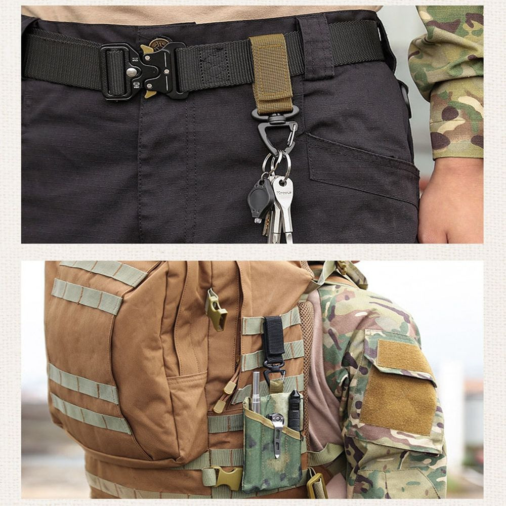 Outdoor Camping Hiking Molle Tactical Gear Nylon Ribbon Knapsack Keychain Triang