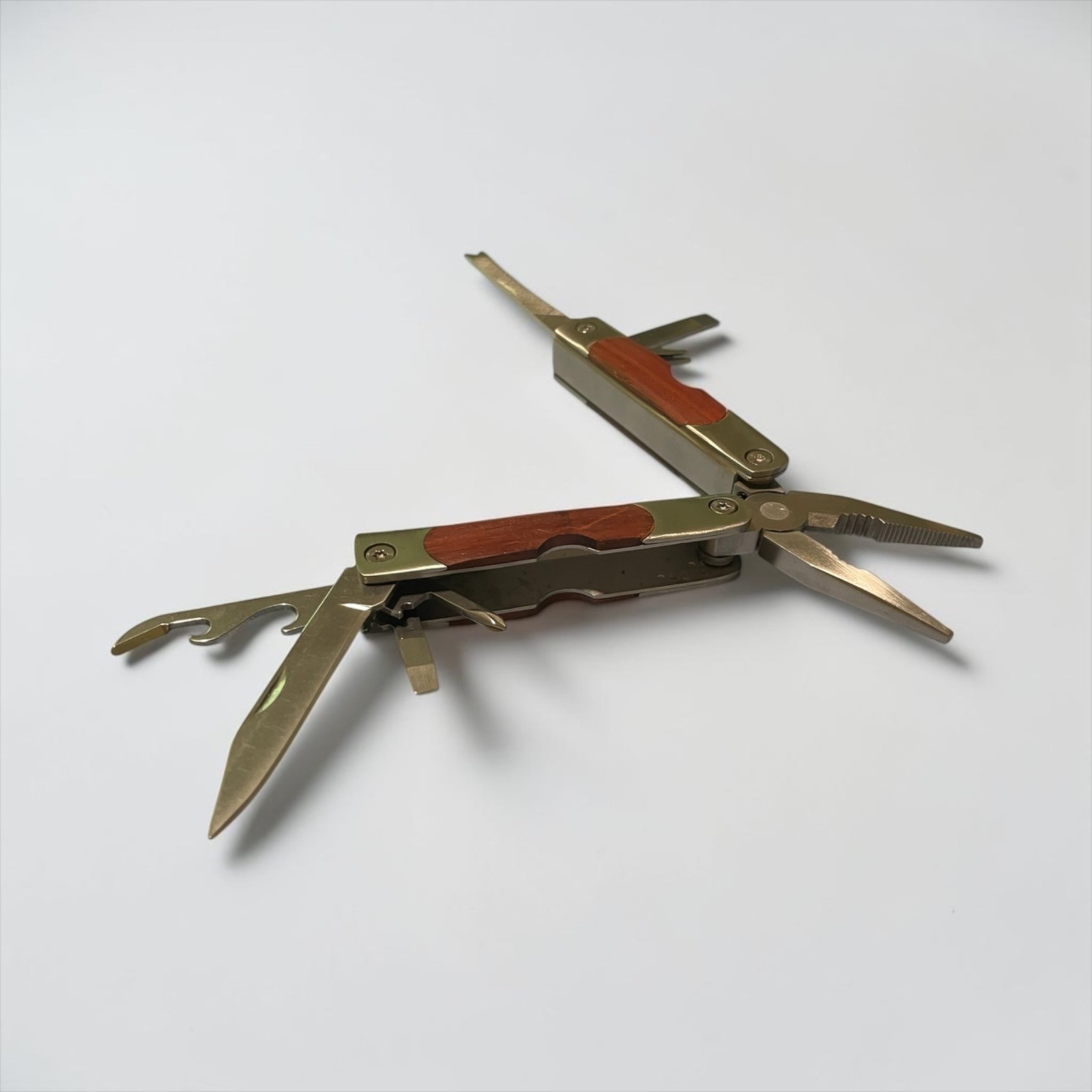 Sheffield Multi-Tool Wood Handle Stainless-Steel Blades Pliers Saw Knife Opener