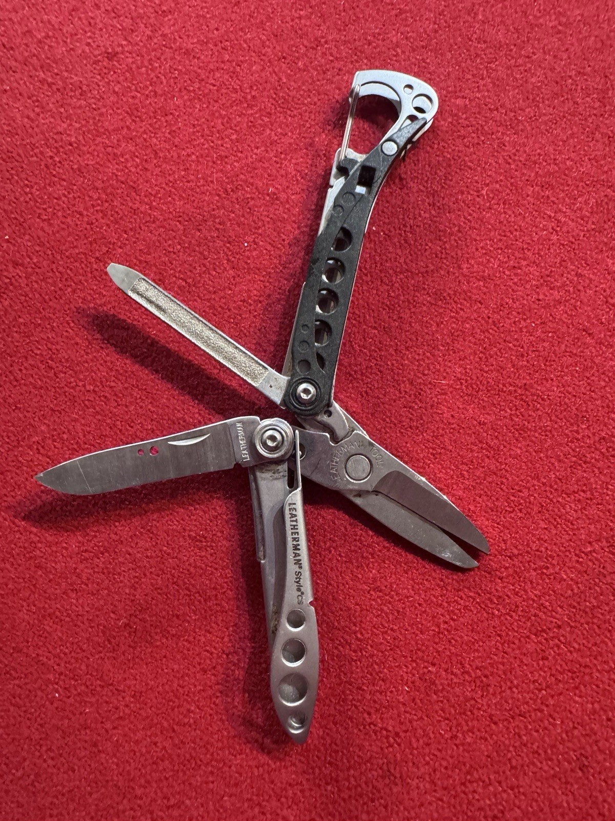LEATHERMAN STYLE CS Mini Black Multitool Carabiner Knife File USA Retired