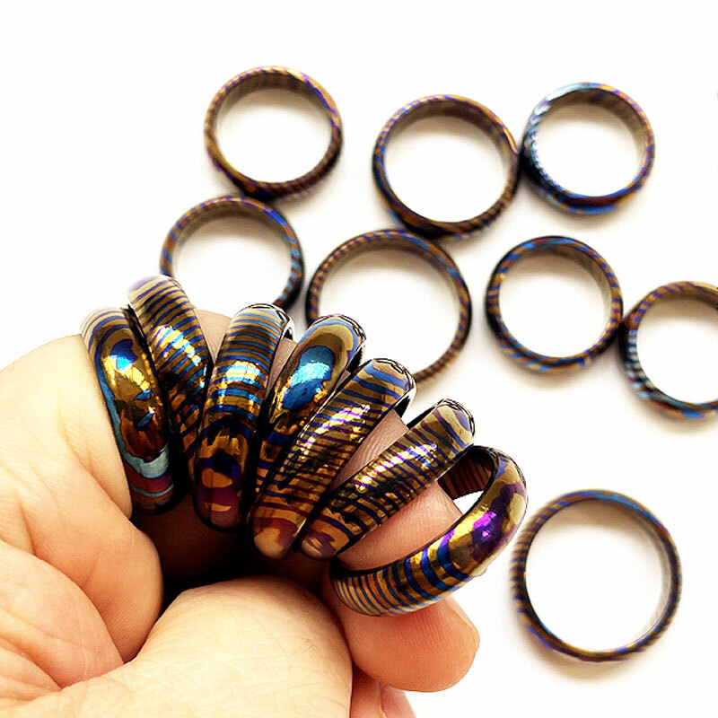 Titanium MokuTi Timascus Round Finger Ring Necklace Pendant Bead Decorative EDC
