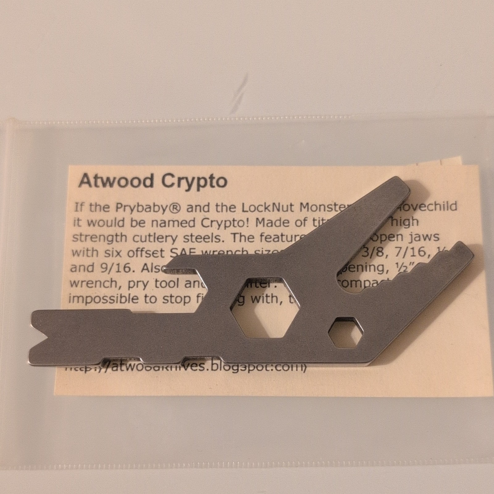 Peter Atwood Crypto Steel Multi-Tool Pry Bar Wrench Bottle Opener Gray