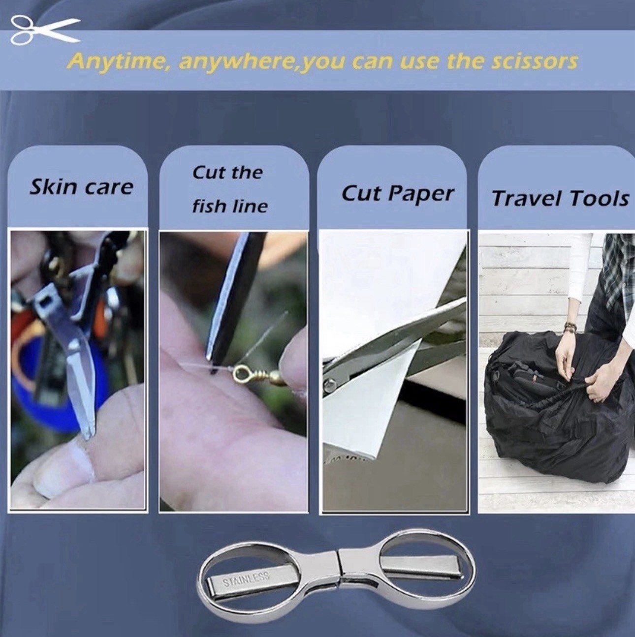 2PCS Portable Safe Folding Travel Mini Retractable Scissors Cutter Fishing