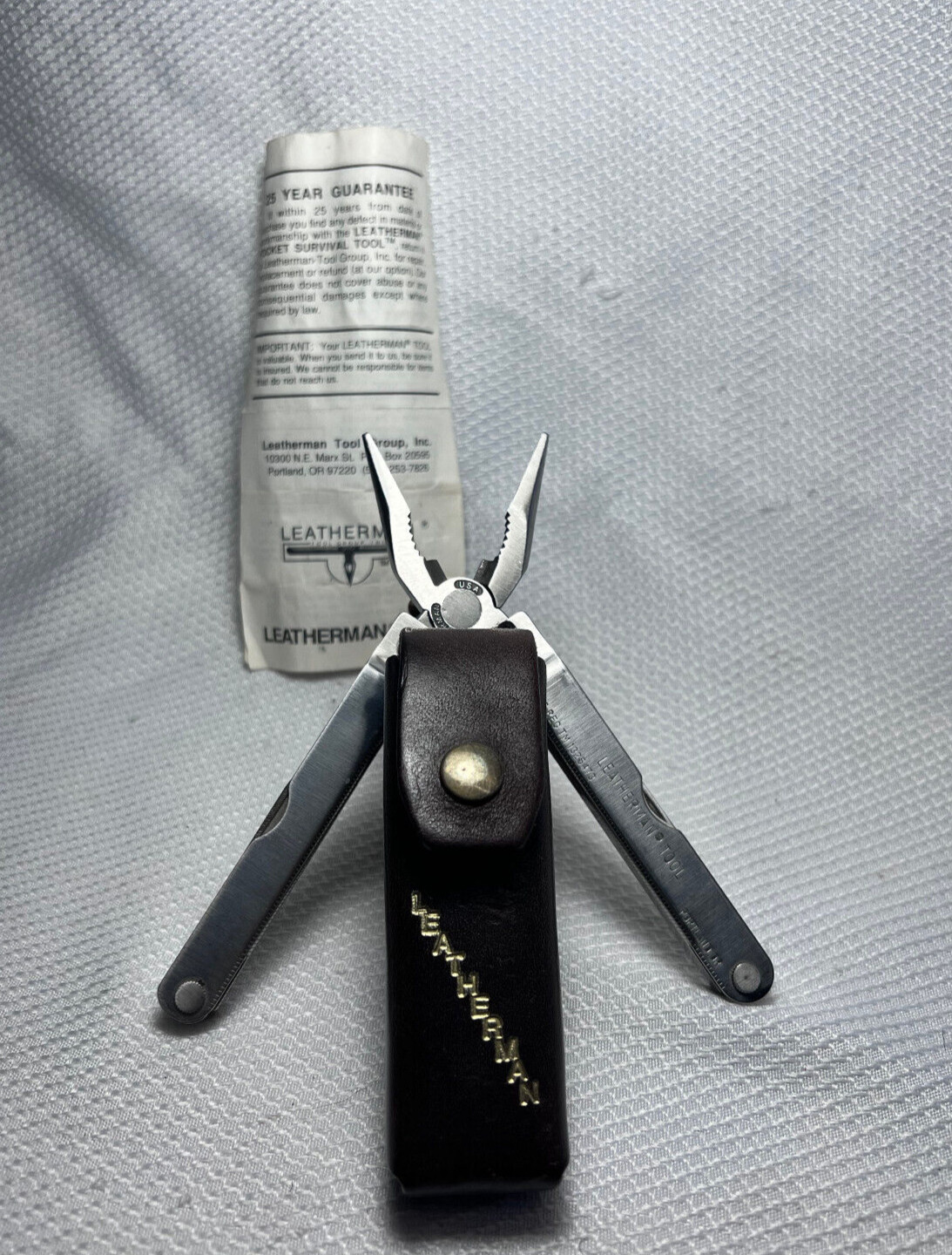 Leatherman Pocket Survival Tool Portland, OR USA With Sheath And User Guide