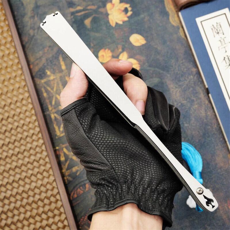Titanium Alloy Folding Fan Martial Arts Portable Carving Kung Fu Tai Ji 6”