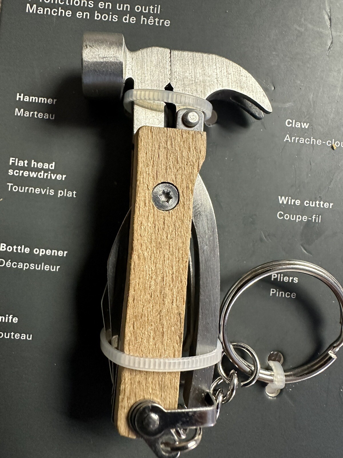 Kikkerland Wood Mini Hammer Tool 7-in-1 Multi Tool Mini Hammer KR13-W