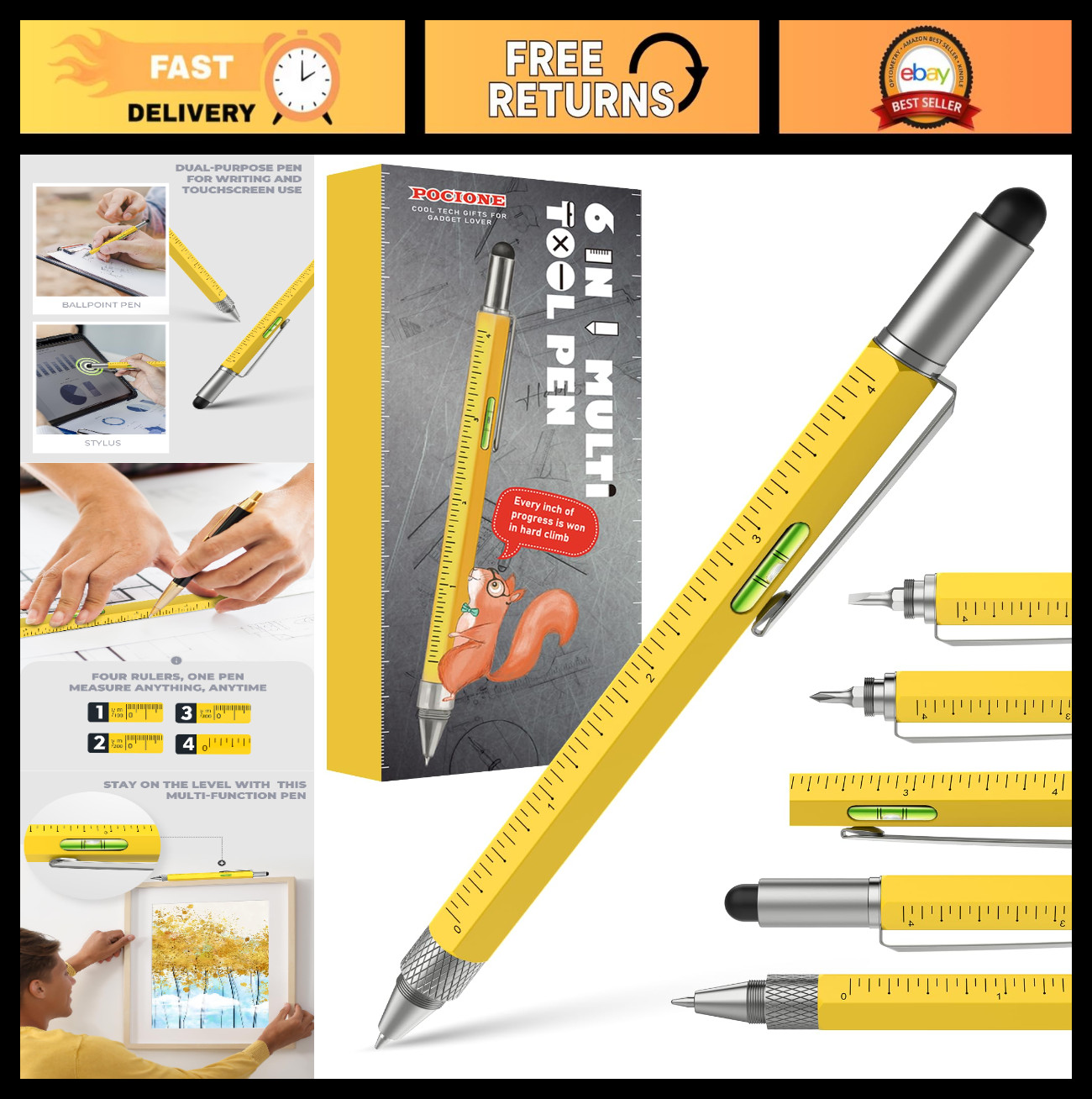Multitool Pen – Unique Gifts for Men, Cool EDC Gadgets for Dad, Husband, Grandpa