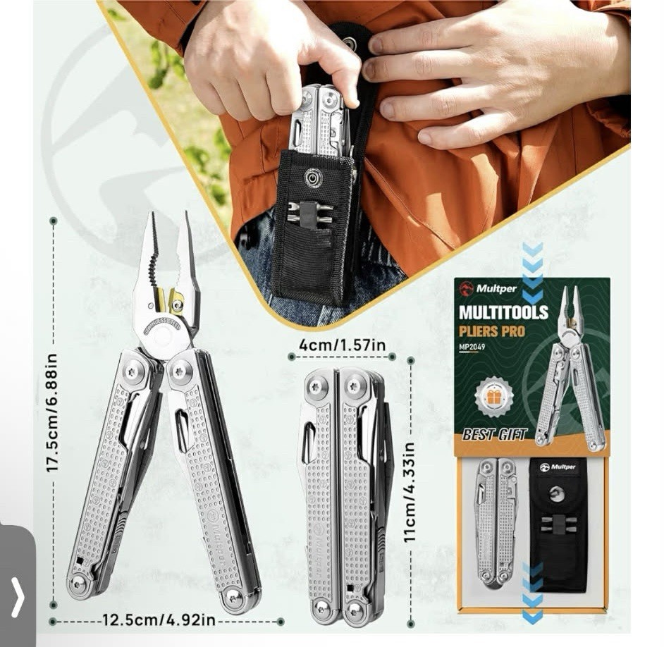 Multper Multitools Pliers Pro, Upgraded Multi Tool With Damascus Knife