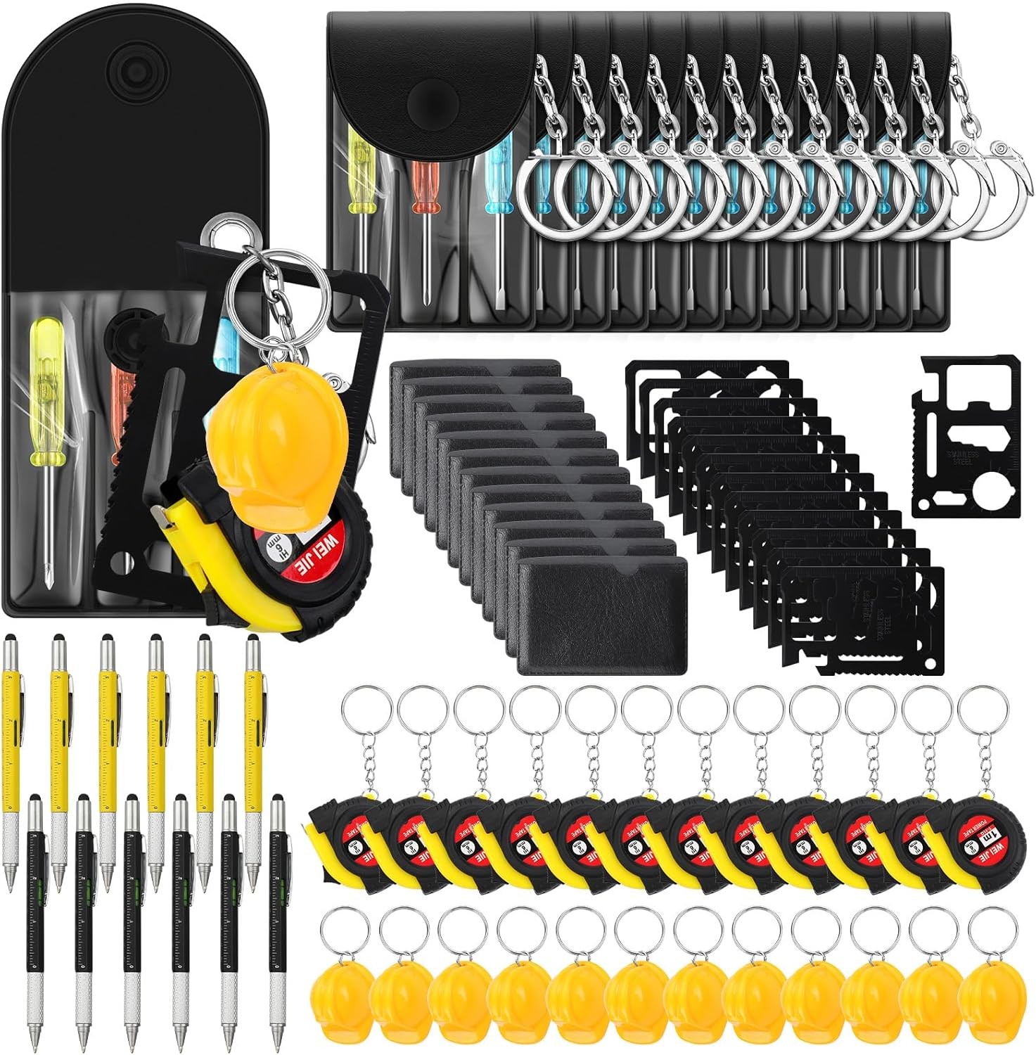 30 Pcs Mini Tape Measure Screwdriver Helmet Set Multitool Pen Credit Card