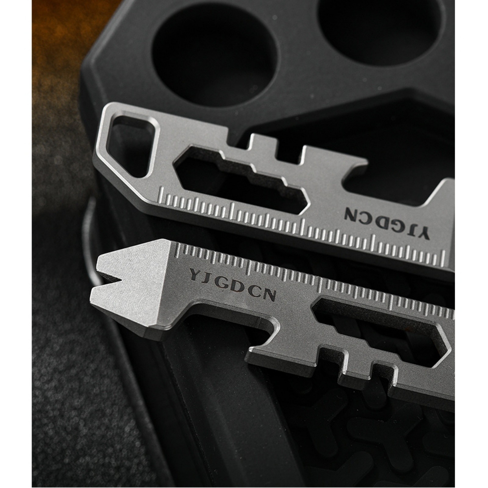 Titanium Alloy EDC Pry Bar Multi Tool Keychain Bottle Opener Wrench Ruler