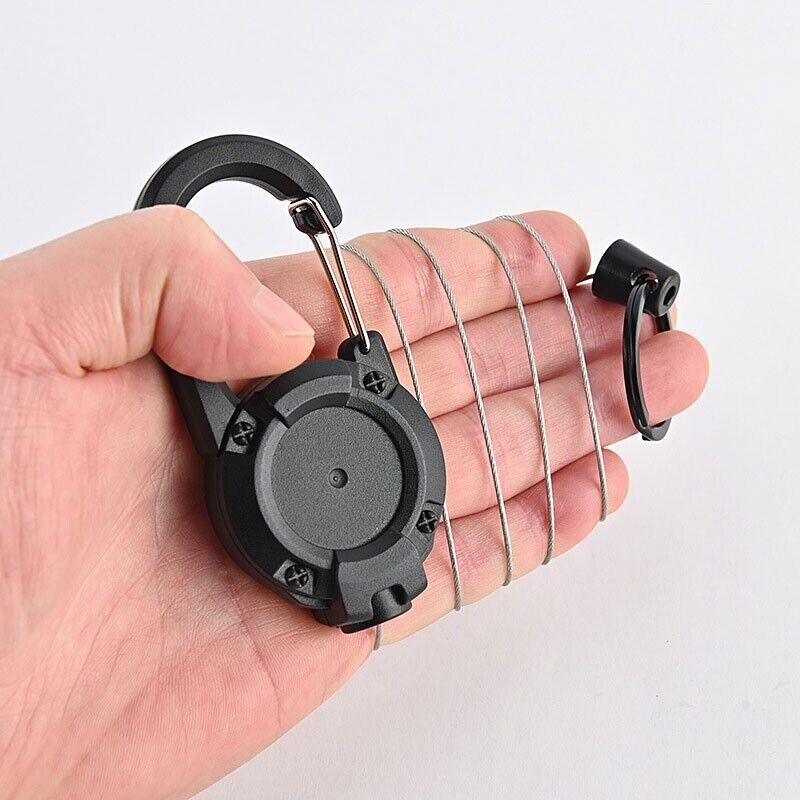 Outdoor High Rebound Telescopic Key Chain Ring Buckle Anti-theft Steel EDC Tool