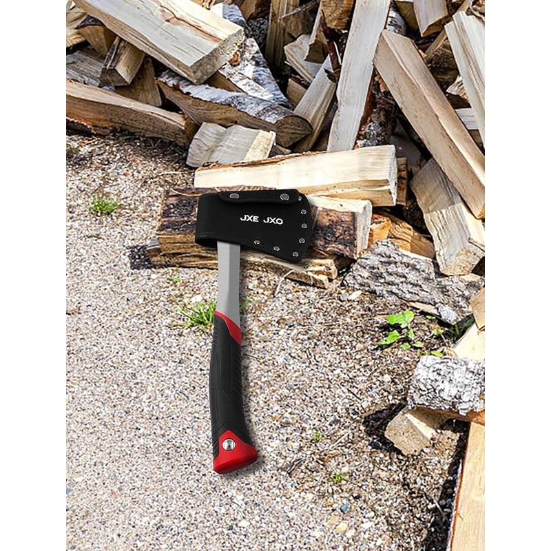 Compact Hatchet Heavy Duty Camping Tool Ergonomic Grip Forged Steel Sheath New