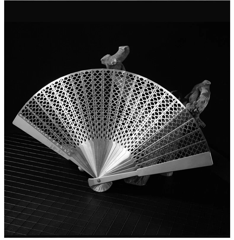 Titanium Alloy Folding Fan Chinese Style Metal Kung Fu Fan Tai Chi Fan