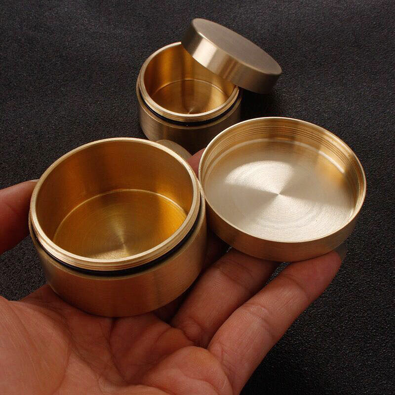 Large Solid Brass Waterproof Box Outdoor Travel Home Pill Case EDC Sealed Tank