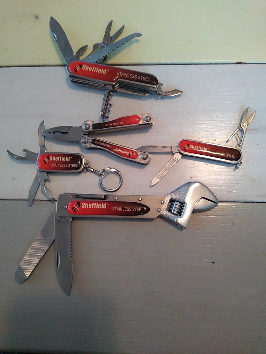 Sheffield 5Pc Pocket Knife Tool Kit: Multi-Function Pocket Knives