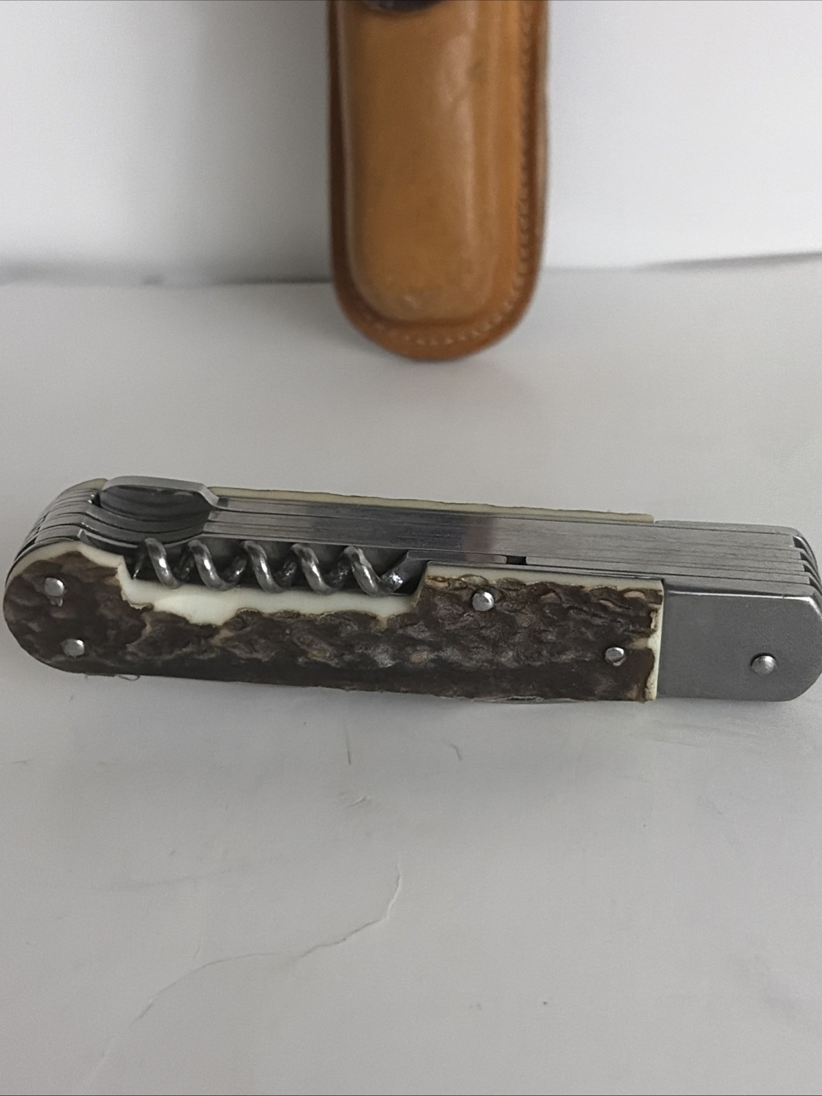 Vintage Mikov Czecho Slovakia Antlers Griff Stainless Steel Folding Knife