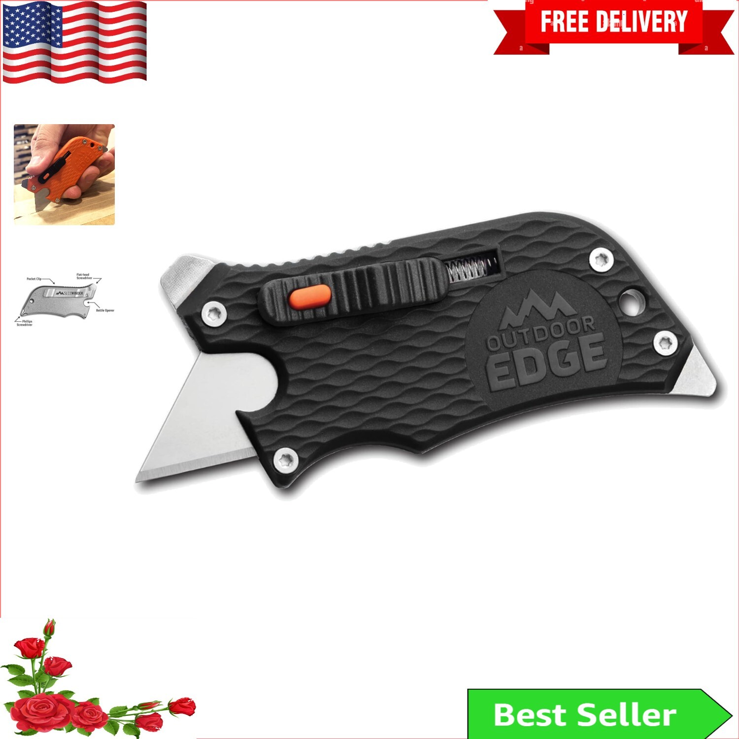 Compact Utility Knife Multitool with Replaceable Razor Blade and Pocket Clip